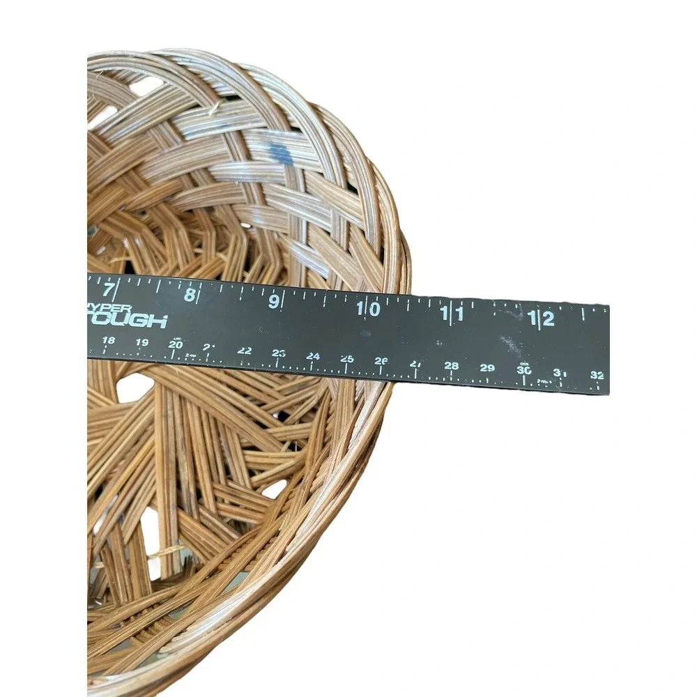 Vintage Round Woven Wicker Bread Basket Lot Of 2 Vintage Decor & Storage Cottage